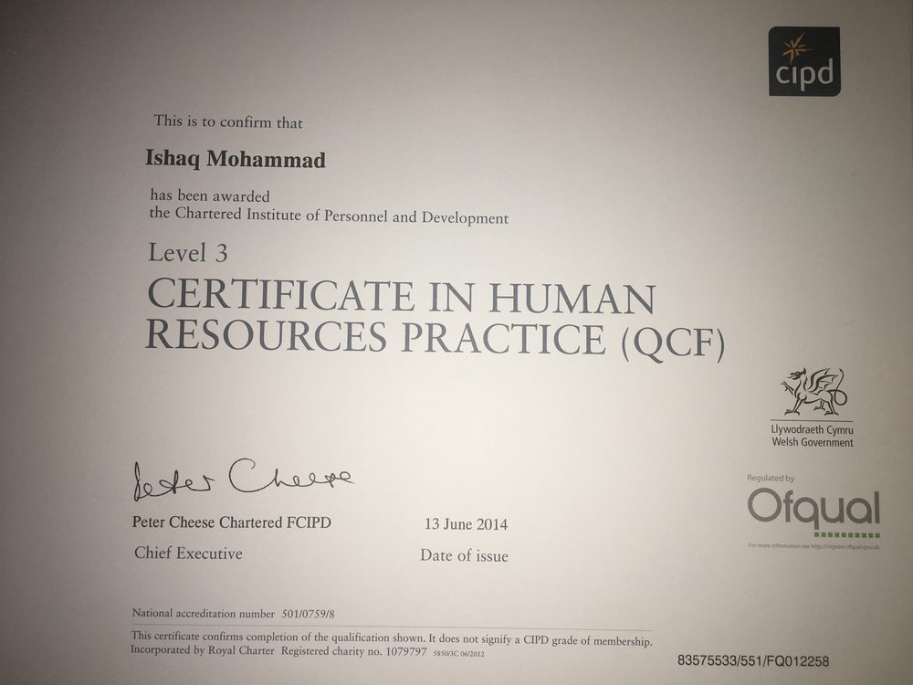 Buckinghamshire New University International MBA certificate awarded to Ishaq Mohammad